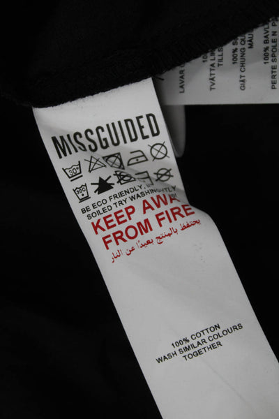 MISSGUIDED Womens Black Shirt Dress Collared Long Sleeve Button Cotton Size 0