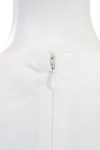 Wayf Women White Round Neck Short Sleeve Midi Sundress Cotton Blend Size XS