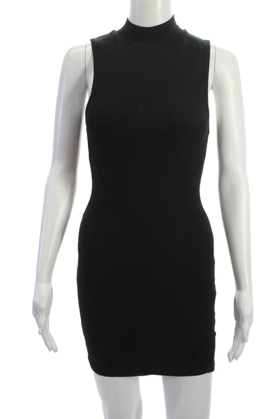 Talentless Womens Bodycon Mini Dress Black Mock Neck Sleeveless Cotton Size S