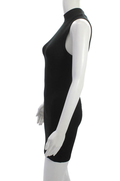 Talentless Womens Bodycon Mini Dress Black Mock Neck Sleeveless Cotton Size S