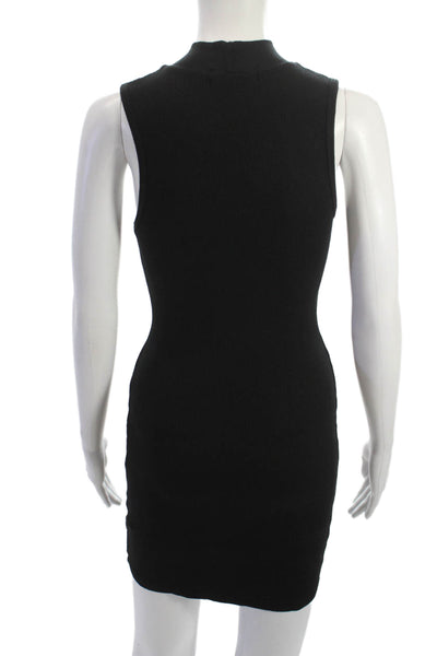 Talentless Womens Bodycon Mini Dress Black Mock Neck Sleeveless Cotton Size S
