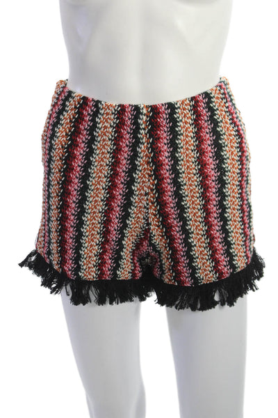 Zara Women Striped Black Boho Shorts Size M