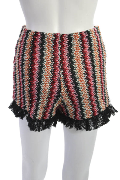 Zara Women Striped Black Boho Shorts Size M