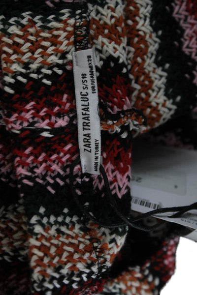 Zara Women Striped Black Boho Shorts Size M