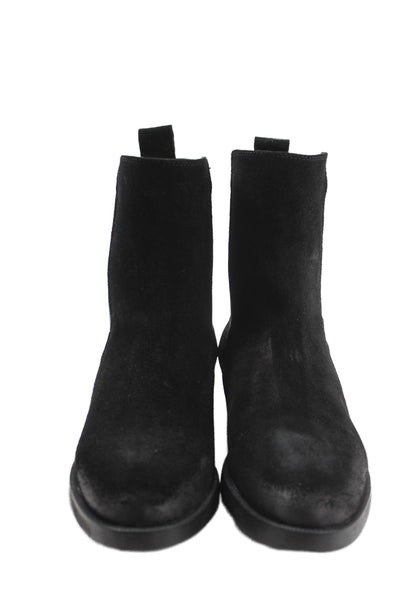 Emanuele Crasto Womens Slip On Block Heel Suede Ankle Booties Black Size 38