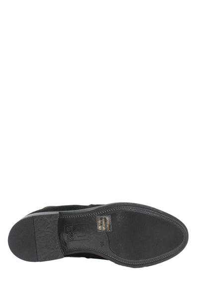 Emanuele Crasto Womens Slip On Block Heel Suede Ankle Booties Black Size 38
