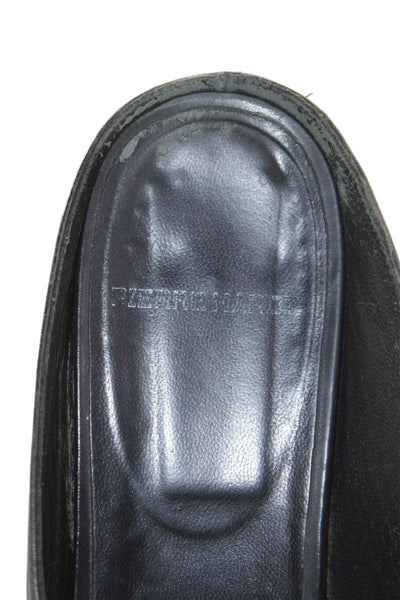 Pierre Hardy Womens Slip On Round Toe Leather Mules Loafers Black Size 39