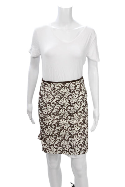 Cynthia Cynthia Steffe Women Pencil Skirt White Cotton Floral Mini Size 2