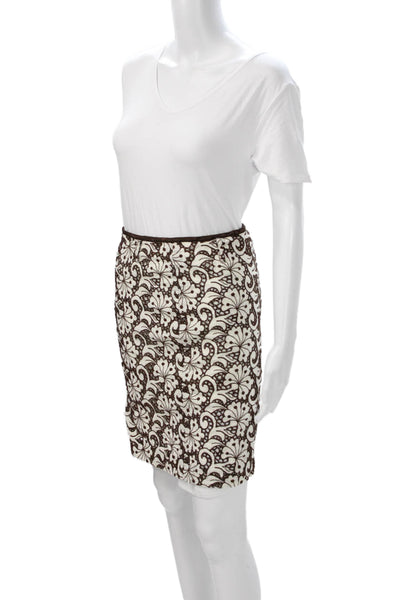Cynthia Cynthia Steffe Women Pencil Skirt White Cotton Floral Mini Size 2