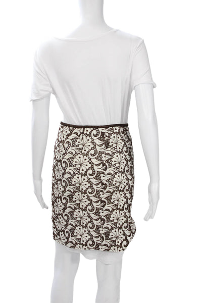 Cynthia Cynthia Steffe Women Pencil Skirt White Cotton Floral Mini Size 2