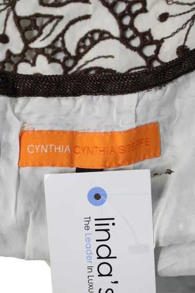 Cynthia Cynthia Steffe Women Pencil Skirt White Cotton Floral Mini Size 2