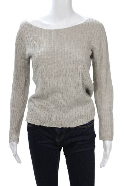 Eileen Fisher Women Pullover Sweaters Gray Striped Linen Long Sleeve Size XS