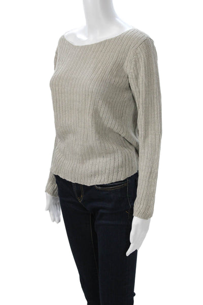 Eileen Fisher Women Pullover Sweaters Gray Striped Linen Long Sleeve Size XS