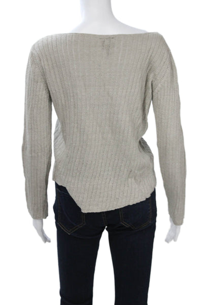 Eileen Fisher Women Pullover Sweaters Gray Striped Linen Long Sleeve Size XS