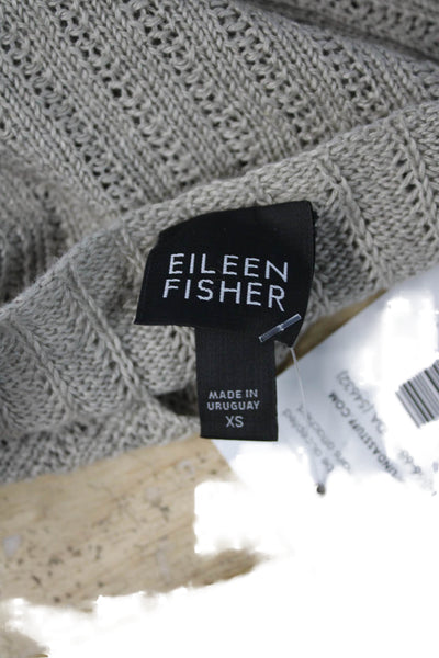 Eileen Fisher Women Pullover Sweaters Gray Striped Linen Long Sleeve Size XS