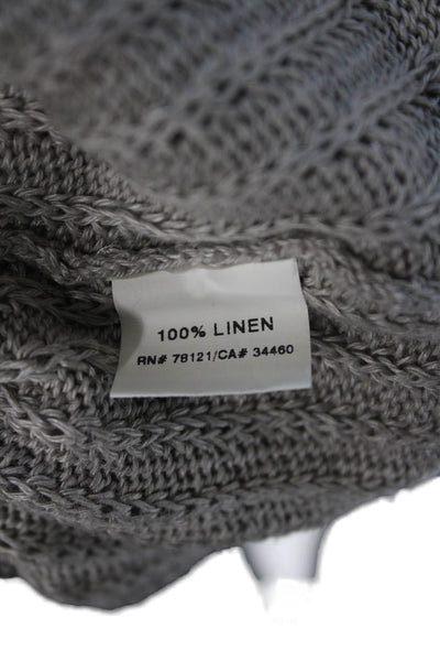 Eileen Fisher Women Pullover Sweaters Gray Striped Linen Long Sleeve Size XS