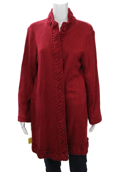 Pure Essence Women High Neck Red Long Sleeve Coat Size XL