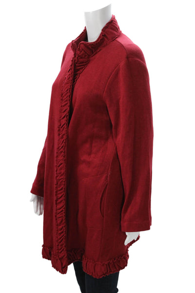 Pure Essence Women High Neck Red Long Sleeve Coat Size XL