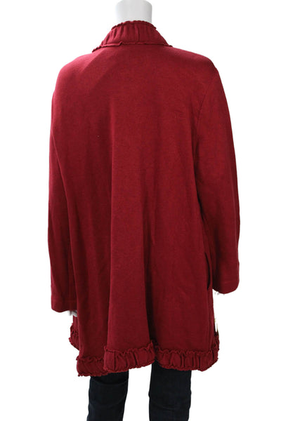 Pure Essence Women High Neck Red Long Sleeve Coat Size XL
