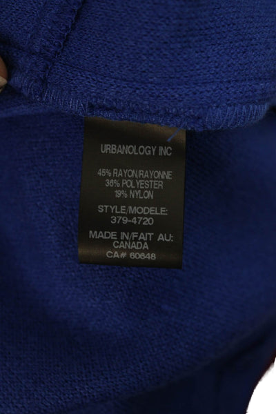 Pure Essence Women Coatigan Solid Blue High Neck Long Sleeve Size S