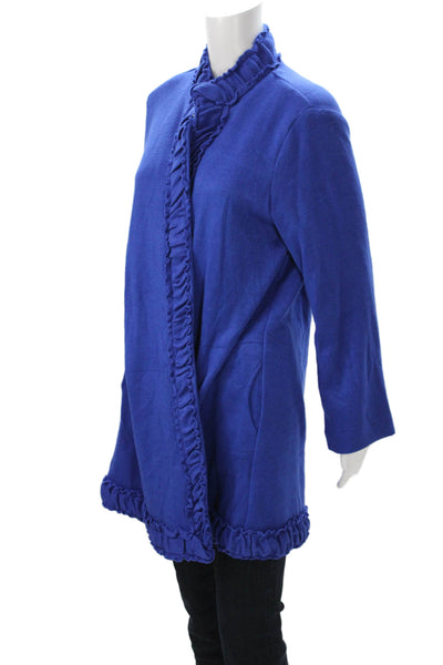 Pure Essence Women Classic High Neck Long Sleeve Coatigan Blue Button Size XL
