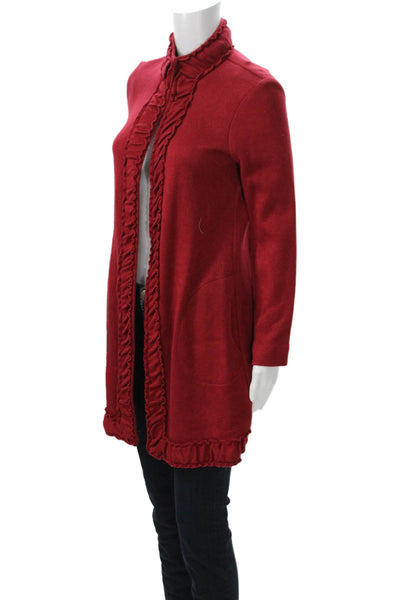 Pure Essence Womens Red Collared Long Sleeve Coatigan Size XS