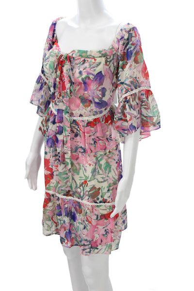 Rachel Rachel Roy Women Sundress Bohemian Floral Square Neck Size 14