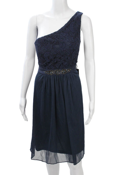 Adrianna Papell Women A-Line Dress Dark Blue Sleeveless Viscose Size 14