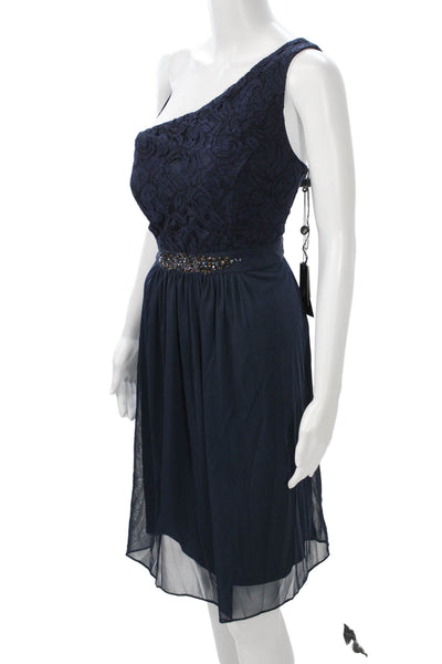 Adrianna Papell Women A-Line Dress Dark Blue Sleeveless Viscose Size 14