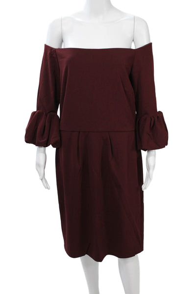 Betsey & Adam Womens Red Long Sleeve Shift Dress Knee Length Size 14