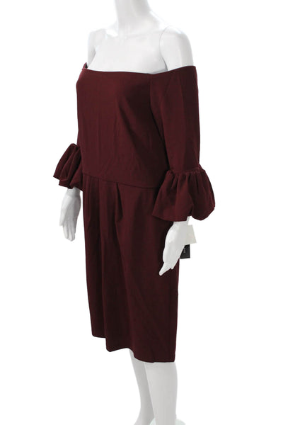 Betsey & Adam Womens Red Long Sleeve Shift Dress Knee Length Size 14