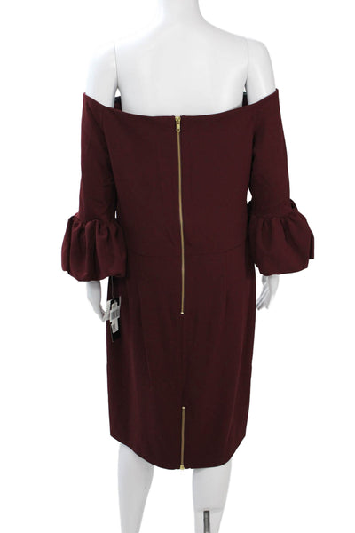 Betsey & Adam Womens Red Long Sleeve Shift Dress Knee Length Size 14