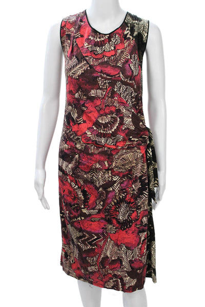 Nic + Zoe Women Sheath Tank Dress Black Floral Sleeveless Tie Neck Size 2X