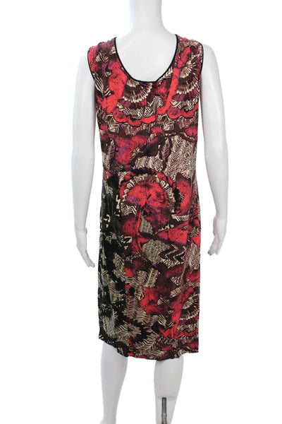 Nic + Zoe Women Sheath Tank Dress Black Floral Sleeveless Tie Neck Size 2X