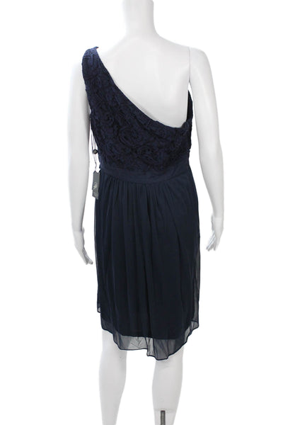 Adrianna Papell Women Dark Blue Lace A-Line Sleeveless Short Dress Size 12