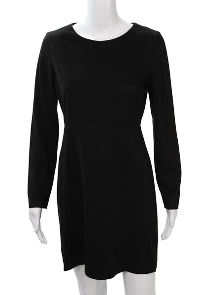 Zara Trafaluc Women Sheath Dress Black Faux Suede Long Sleeve Size S
