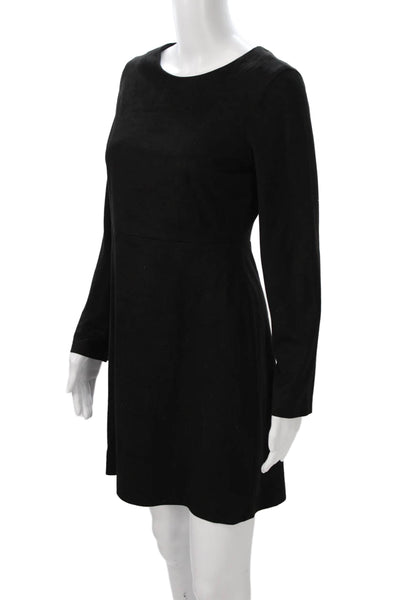 Zara Trafaluc Women Sheath Dress Black Faux Suede Long Sleeve Size S
