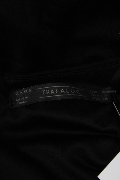 Zara Trafaluc Women Sheath Dress Black Faux Suede Long Sleeve Size S