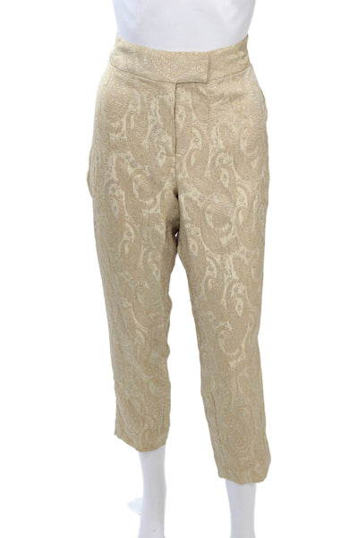 Marisa Christina Womens Cropped Dress Pants Beige Paisley Polyester Size 8