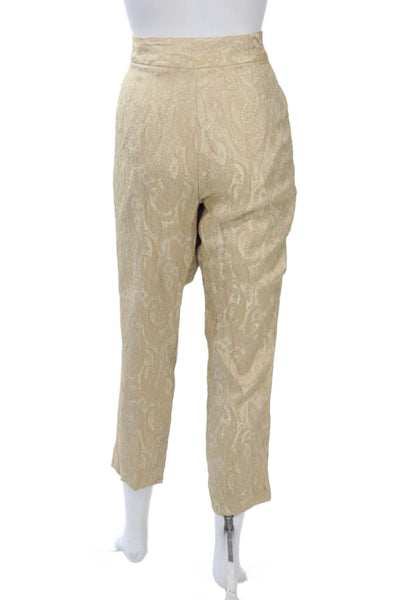 Marisa Christina Womens Cropped Dress Pants Beige Paisley Polyester Size 8