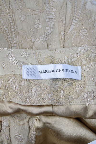 Marisa Christina Womens Cropped Dress Pants Beige Paisley Polyester Size 8