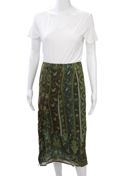 Etro Women Viscose Paisley Midi Straight Pencil Skirt Black Size 42