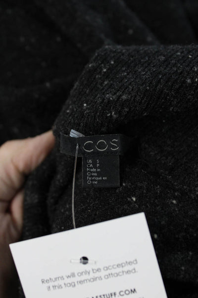 COS Women Sweater Dress Black Wool Mock Neck 3/4 Sleeve Long Size S