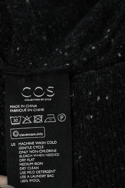COS Women Sweater Dress Black Wool Mock Neck 3/4 Sleeve Long Size S