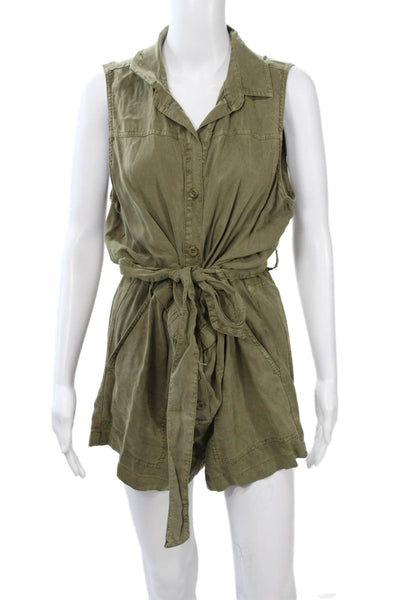 Bella Dahl Women Jumpsuit Green Tencel V Neck Sleeveless Size L