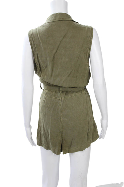 Bella Dahl Women Jumpsuit Green Tencel V Neck Sleeveless Size L