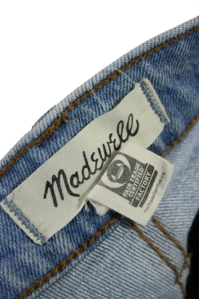 Madewell Womens Cropped Mom Jeans Light Blue High Rise Button Size 24