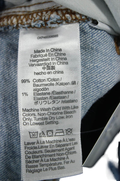 Madewell Womens Cropped Mom Jeans Light Blue High Rise Button Size 24