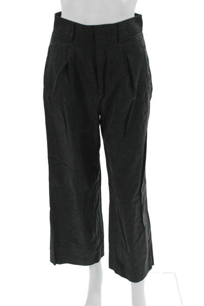 Everlane Women Cropped Dress Pants Black Organic Cotton Button Size One Size