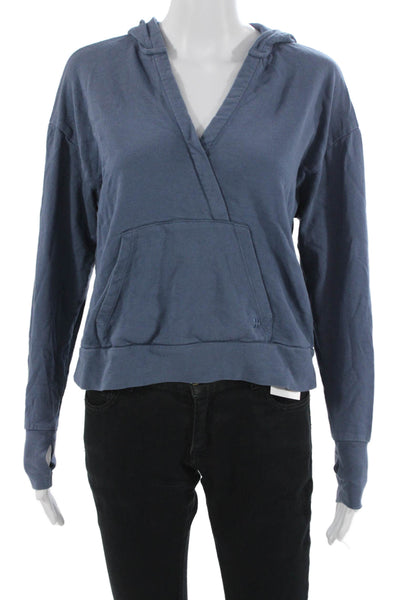 Sweaty Betty Womens Pullover Hoodies Blue V Neck Long Sleeve Size 0